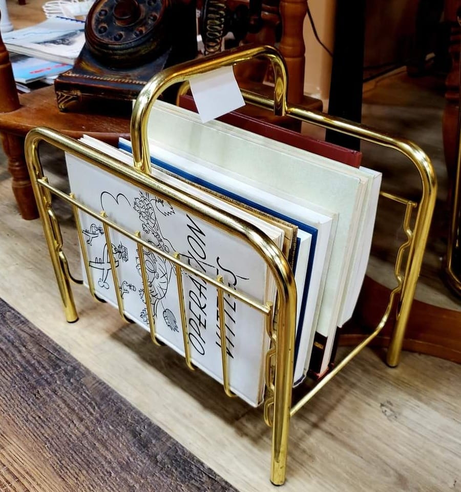 Mid-Century Brass Magazine Rack